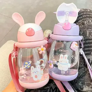 BOTOL MINUM ANAK TANDUK KELINCI 600ML PUTIH BPA FREE FOOD GRADE DENGAN SEDOTAN DAN TALI PANJANG IDEAL UNTUK SUSU DAN AIR PUTIH Putih Sedotan Bottles