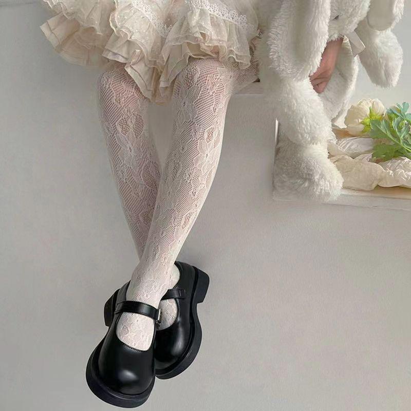 Product Introduction of 1pc Youngsters's Summer Ultra-thin Flower Mesh Tights Girls Jacquard Mesh Tights and Tights Youngsters's Tights and Tights Summer Ultra-thin Mesh Dark Flower Tights Girls Body Tights 6