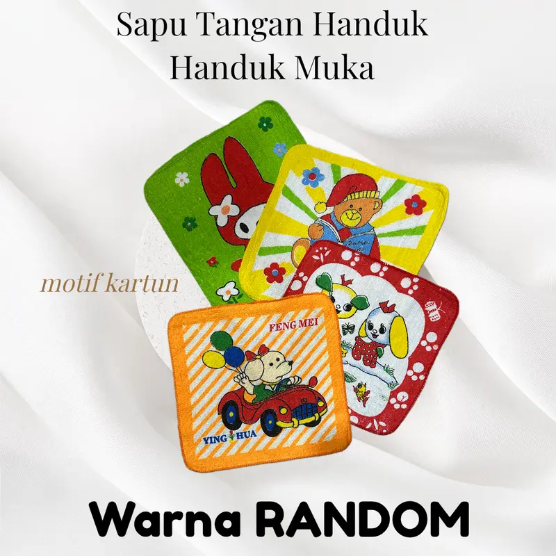 BAYIe - 3 Pcs Sapu Tangan Handuk/Handuk muka/Lap Mulut Anak Motif RANDOM 4