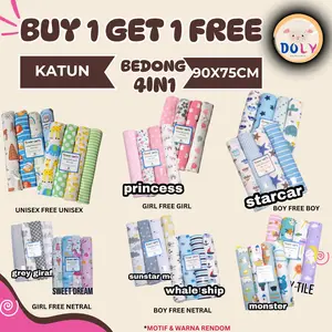 Doly - Beli 1 Gratis 1 Bedong 4in1 katun uk. 90x75 cm  Perlengkapan Alas Tidur Bayi Newborn