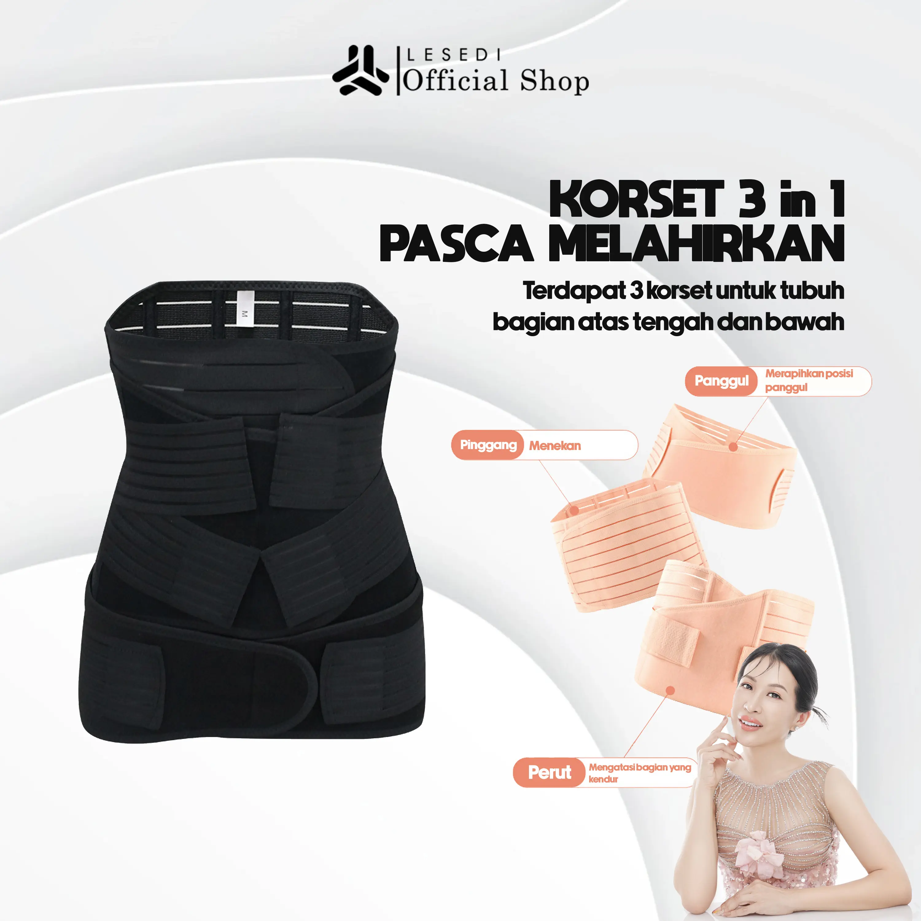 LESED Korset 3 in 1 Pembentuk Tubuh dan  KT-03 Stagen Wanita
