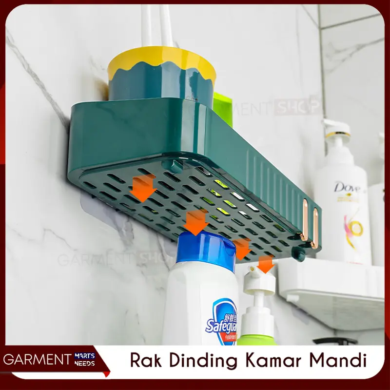 Rak Kamar Mandi Gantungan Sudut Sabun Sampo Odol Tanpa Bor Toilet Handuk Bumbu Tempel Serbaguna Dapur 2