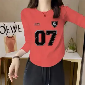 Kaos Wanita Lengan Panjang Motif Nomor Angka Baseball - Tshirt Distro Oval Printing Jersey Terbaru Nyaman