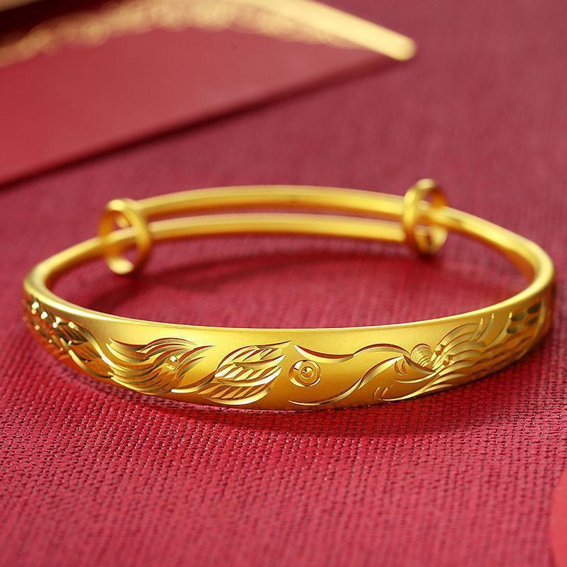 Vòng Tay Rồng Và Phượng, Vàng Cát Cổ Việt Nam, Trơn, Thời Trang 2