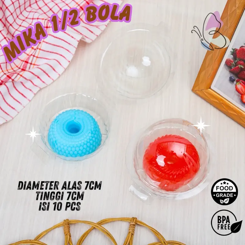 LKL - [ISI 10 PCS] Wadah Mika Setengah Bola untuk Pudding Mini Kue Muffin Cake Tart setengah bulat Mini 0