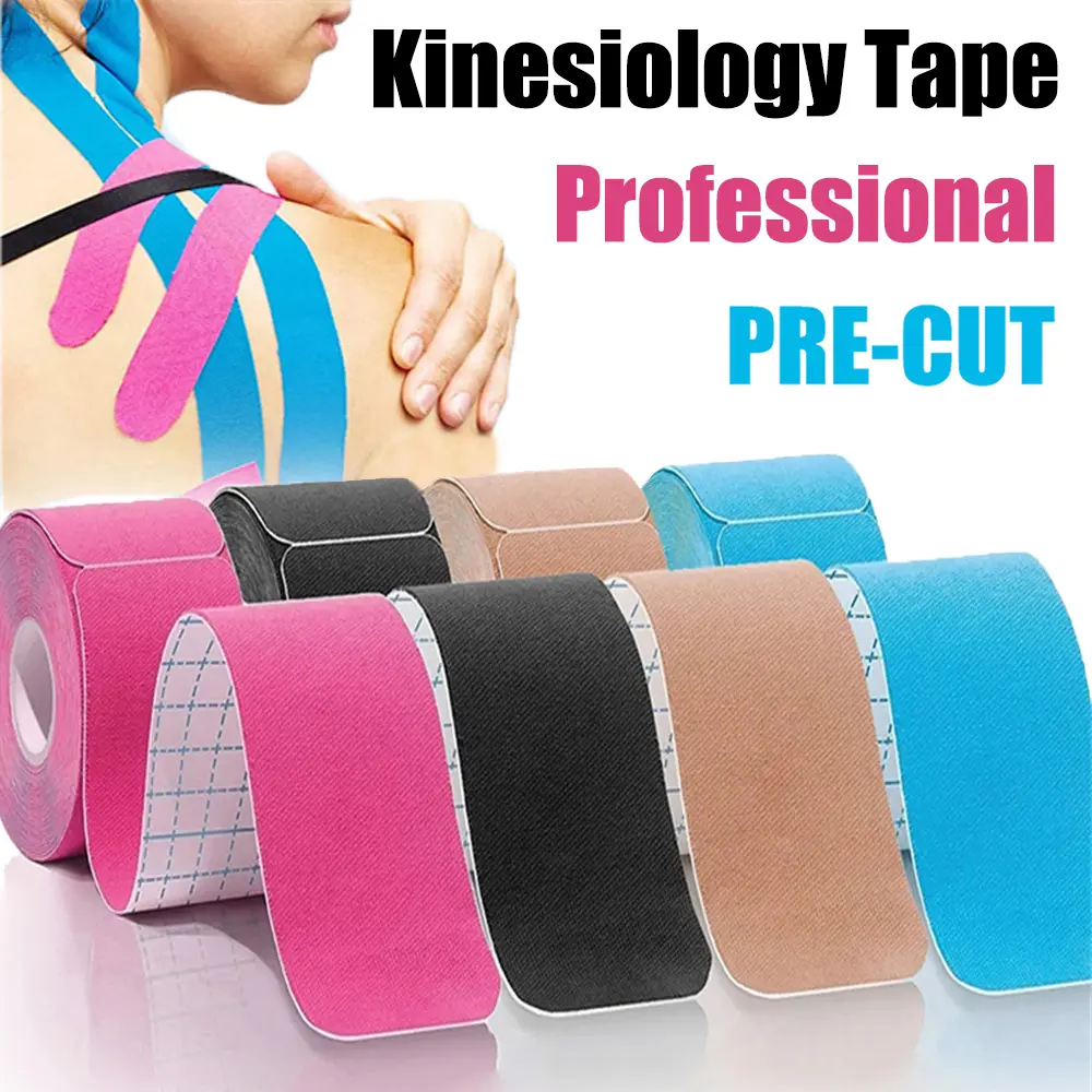 Pre Cut Kinesiology Tape Athletic Recovery Self Adherent Wrap Taping Medical Muscle Pain Relief Knee Pads Protector
