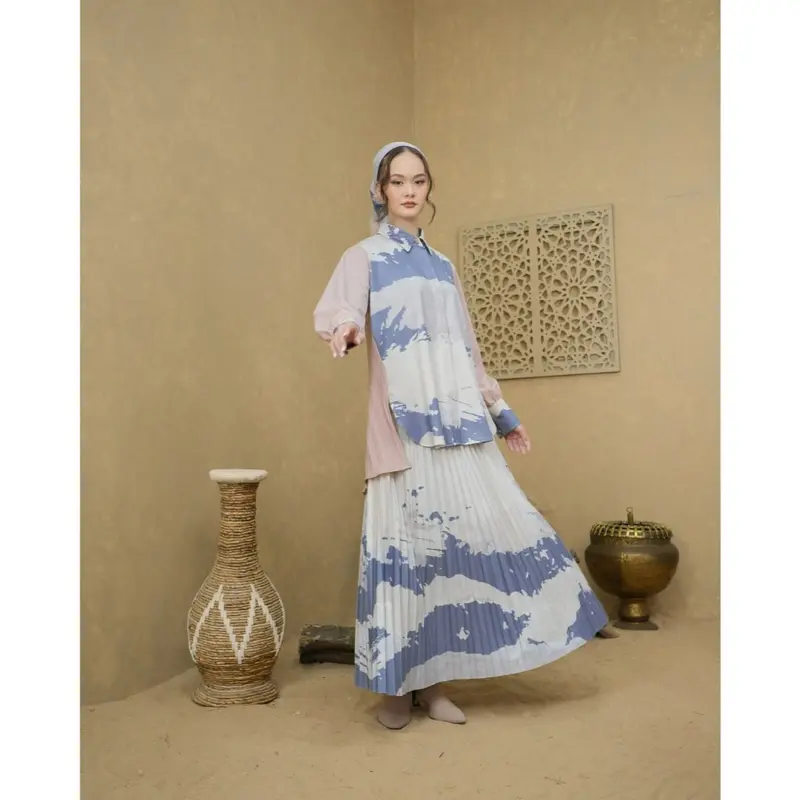Setelan Rok Plisket Motif Louisa By Rania Fashion 2