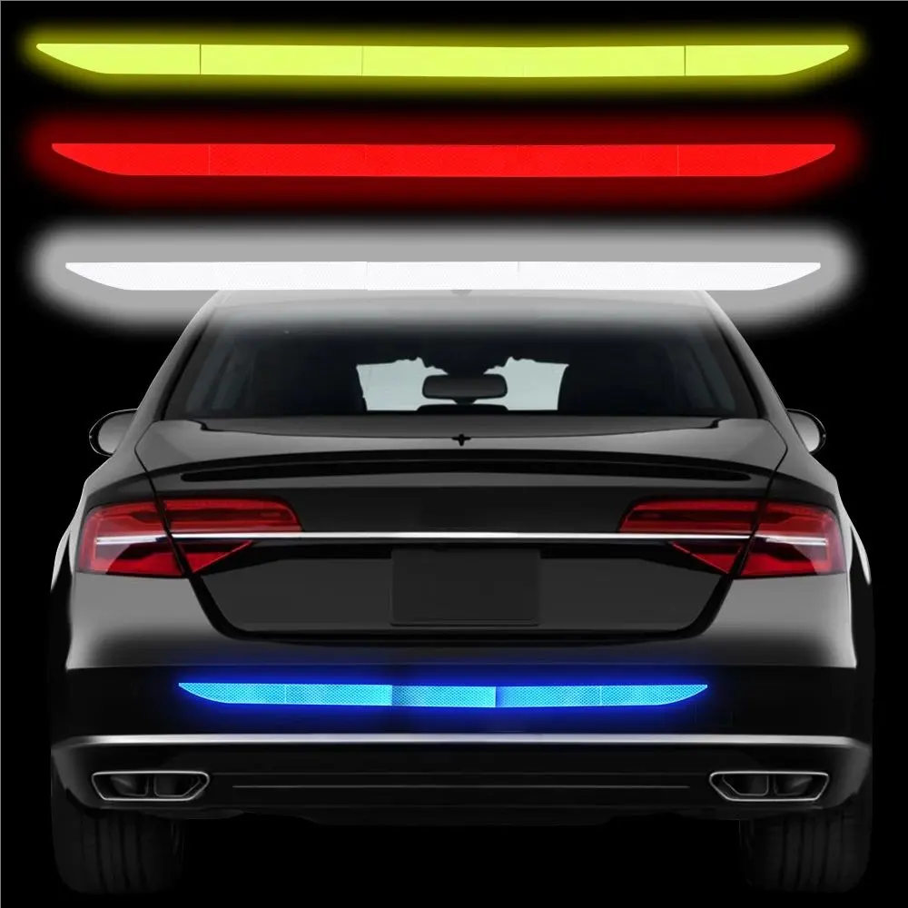 5Pcs Nano Car Reflective Sticker Warning Strip Tape Traceless Protective Car Sticker Warn On Car Body Trunk Exterior Aut