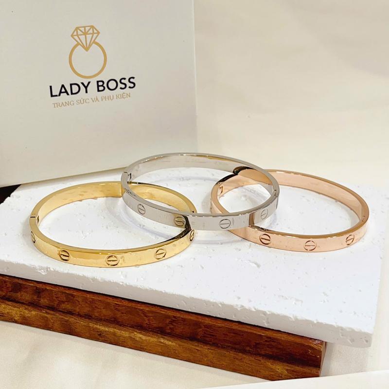 Trang Sức Vòng Tay Titan Dáng Oval 6mm Ni 56 Bản Trơn Và Phối Đá, Phụ Kiện Vòng Đeo Tay Cho Nữ Chất Liệu Không Đen Gỉ VC68 Lady Boss Accessories