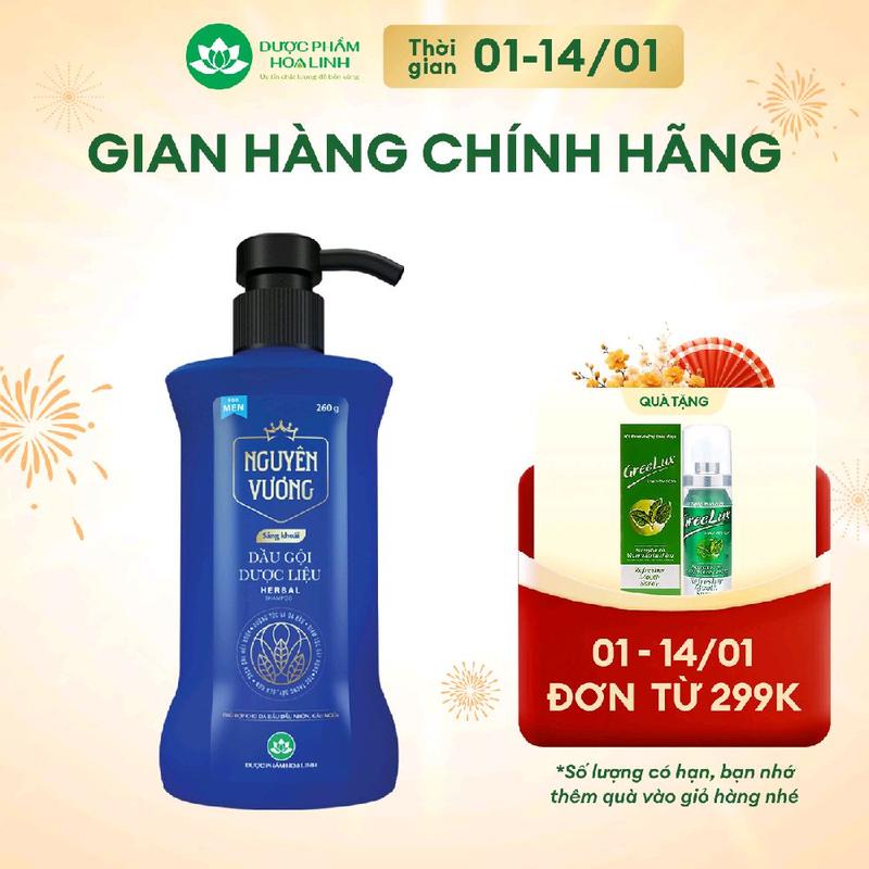 Dầu gội dược liệu Nguyên Vương Sảng khoái dành cho nam chai 260g - Hương sảng khoái dành cho tóc nam giới dầu bết gàu ngứa