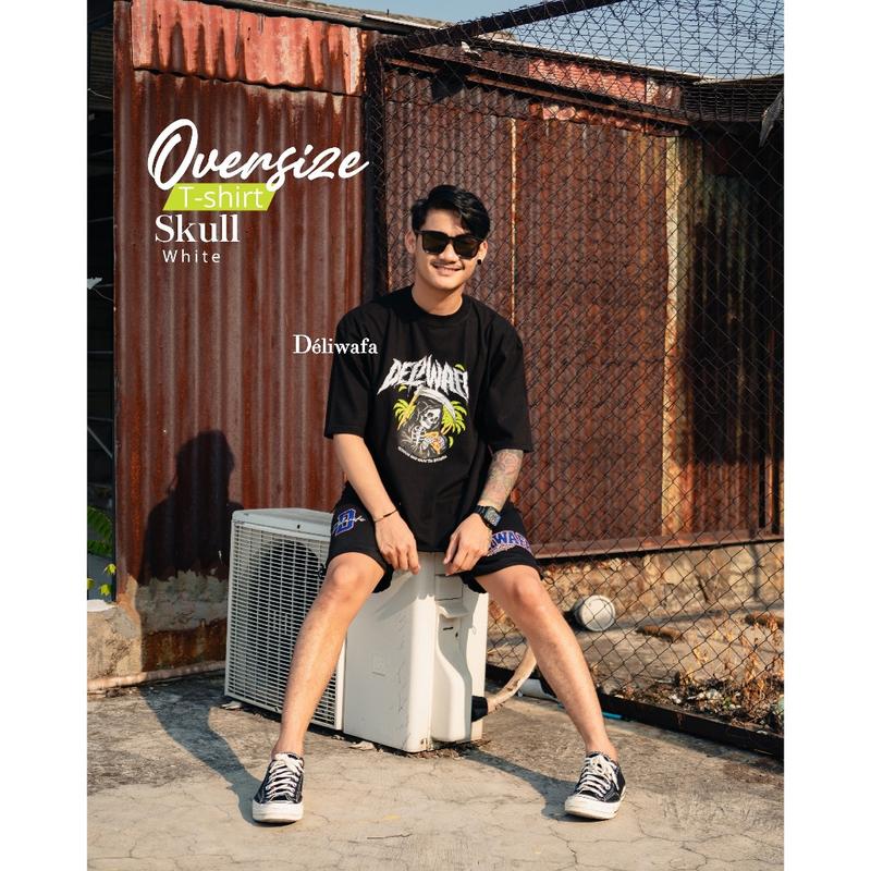 Special offer Original Deliwafa - Oversize Unisex T-Shirt Deliwafa Skull Combed Katun Special offer Distro Hitam 4