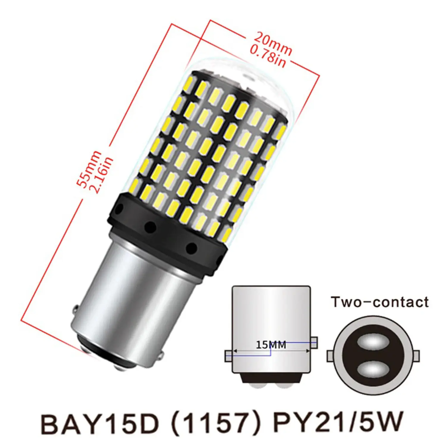 Lampu LED Senja/Sein - Soket Bayonet 2 Kaki - 144 Titik - 12V/24V