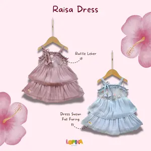 RAISA - Dress Tille Bordir Mix Shimmer Premium Full Furing Anak Perempuan Balita Baby Newborn 0-7 tahun Premium Cantik - Lopika