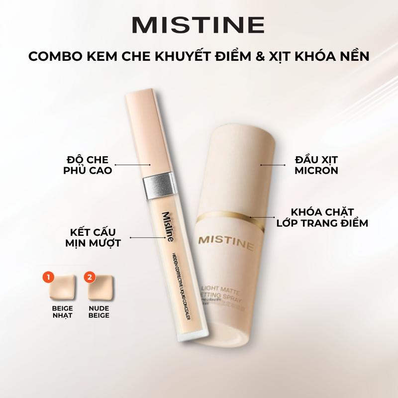 TUN PHẠM Xịt Khoá Nền Kiểm Soát Dầu Lâu Trôi 30ml + Kem Che Khuyết Điểm Cho Vết Thâm Vết Mụn Quầng Thâm 6g