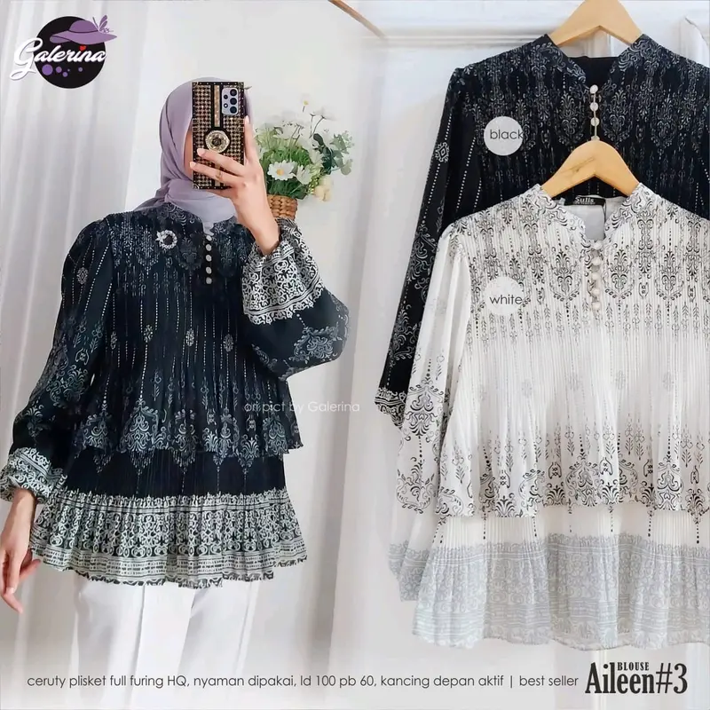Aileen Blouse baju atasan wanita motif cantik dan anggun Panjang 2