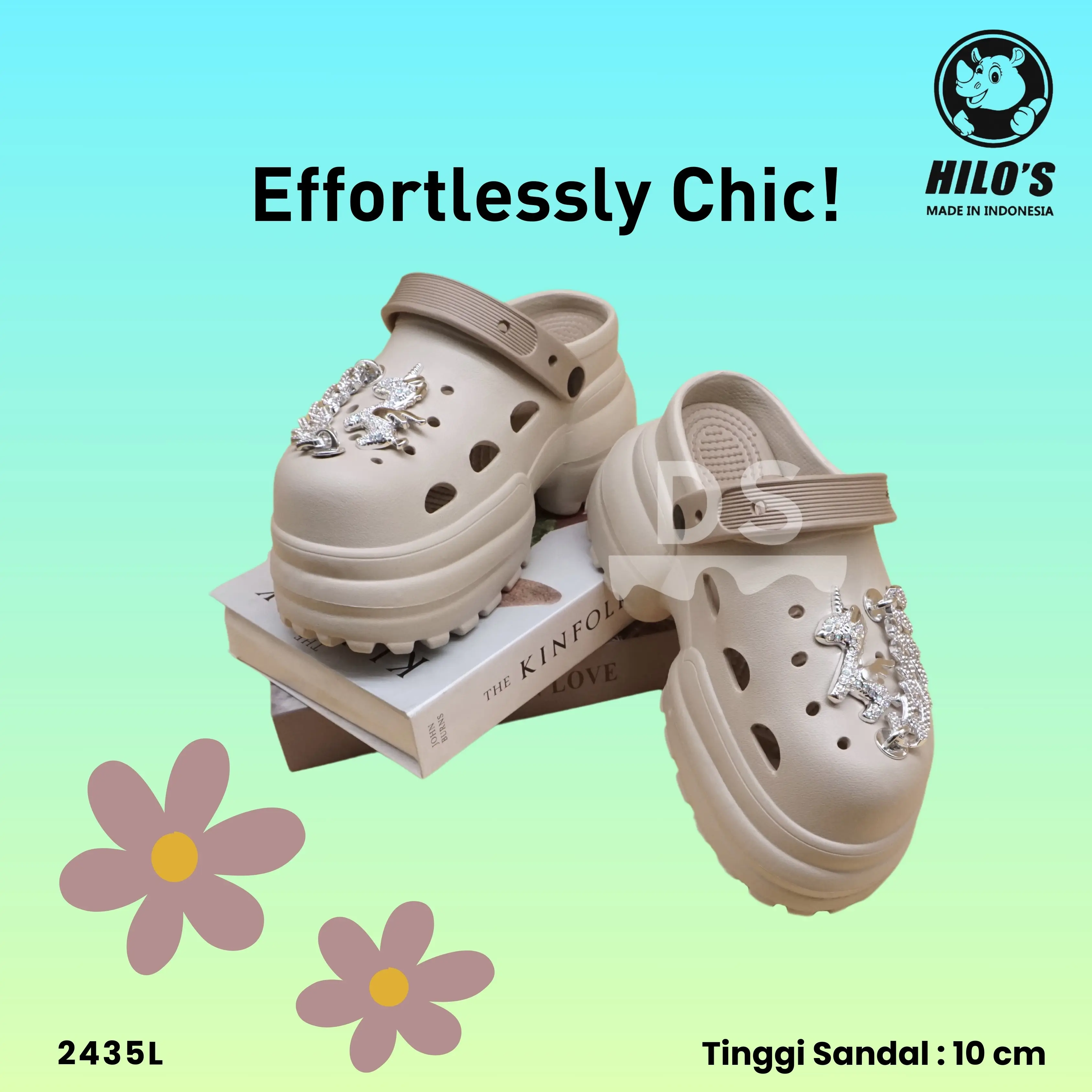 Sandal baim Wedges dengan Tinggi 10cm/Nyaman dipakai tidak licin Sendal