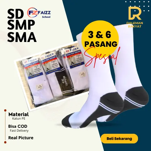 6 Pcs kaos Anak Kaos Pramuka TK SD SMP SMA hitam putih tebal PE - kaos Kaki faizz School Socks - kaos Tebal SD SMP SMA Hitam Putih Fashion sarung Sekolah Kaus Kaki Tebal 2