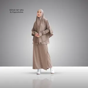 Prqueenfashion - Denay Sporty Set 3in1 (Celana Atasan Hijab Panjang) - Setelan Baju Olahraga Simple Wanita - Baju One Set Olahraga Wanita Muslim Syari hitam Polos Jersey Ringan Loose Fit M-XXL