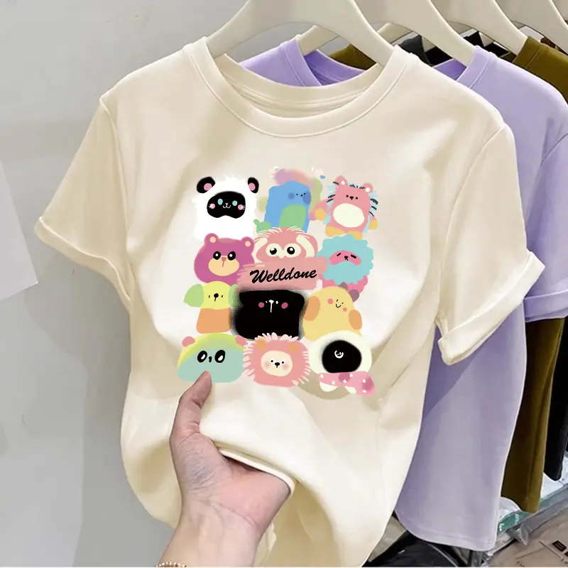 T-shirt bermotif dopamin/T-shirt lengan pendek kasual gaya Korea 0