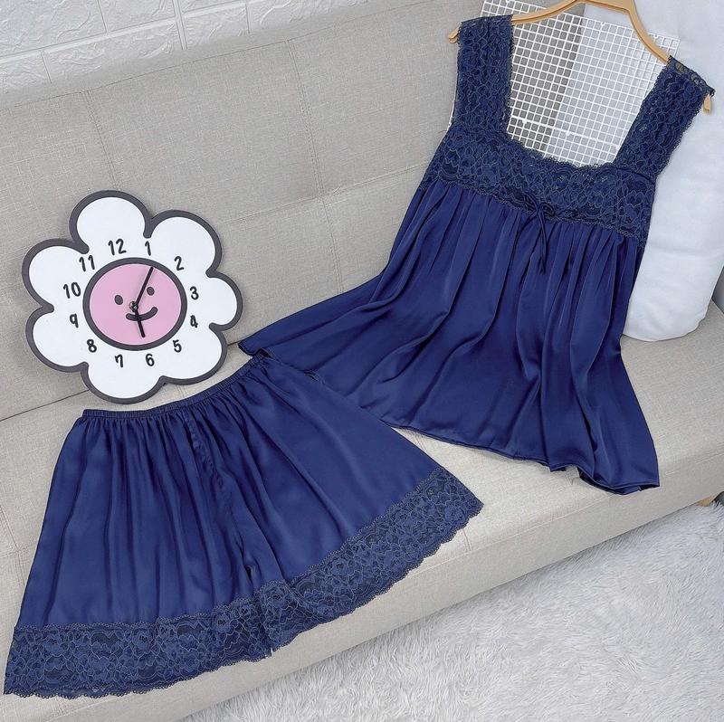 Bigsize 50Kg - 95Kg Bộ Đùi + Dài Nữ 2 Dây Ren To che Bắp Tay Chất Vải Lụa Latin Phối ren To Quần Ren To Dành Cho Nữ Women. Đồ ngủ Xinh đồ bộ xinh