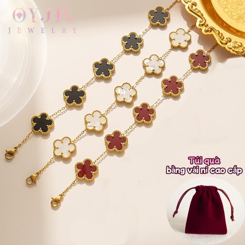 OYJR Vòng Tay Nữ Thiết Kế Cỏ Bốn Lá Lắc Tay Nữ Titan Không Rỉ Vòng Tay Charm Việt Nam Thời Trang Và Tối Giản Phụ Kiện Trang Sức,Ngày Phụ Nữ Quà tặng 20 Tháng 10