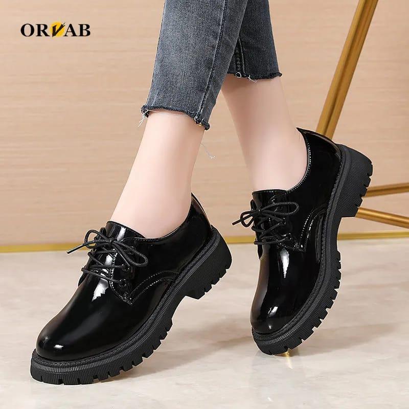 Product Introduction of MAYZURA Sepatu Docmart Wanita Sekolah Hitam Cyntia Sepatu Kerja Cewek Sepatu Korean Style Kasual Shoes 1
