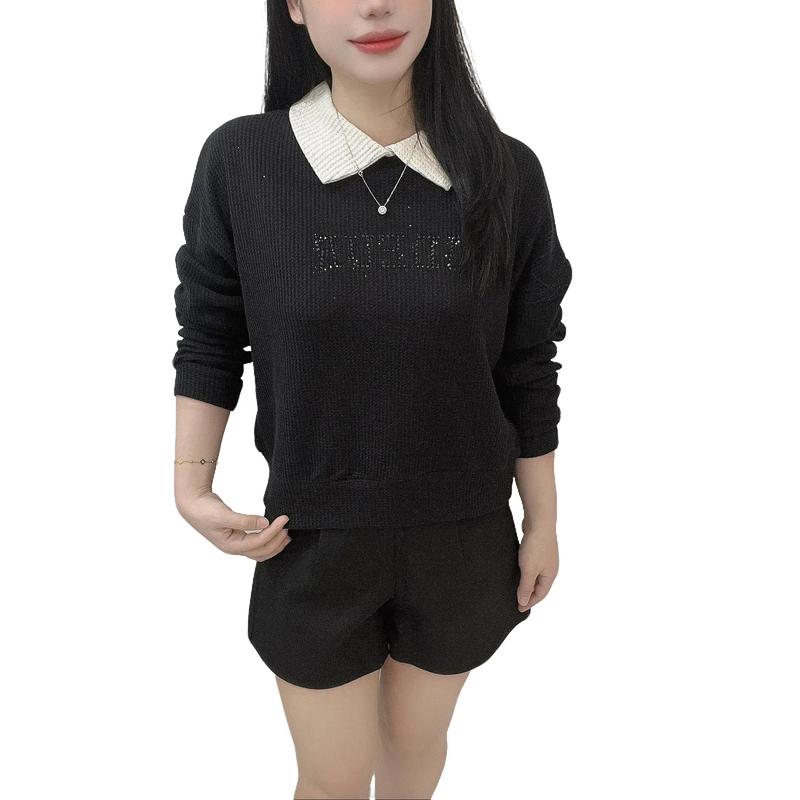 Áo dài tay chất len sợi cotton cổ bẻ a224