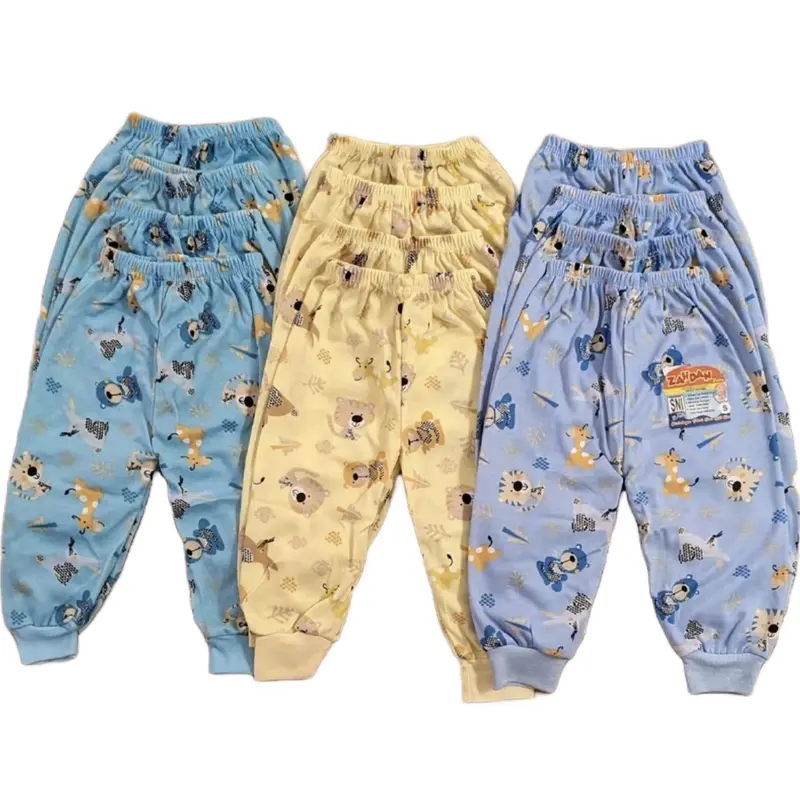 12Pcs Celana Panjang Bayi Zahdan / Saquen Bahan Katun S M L XL 1