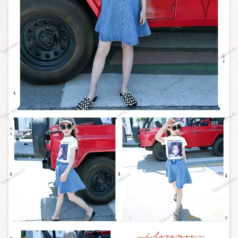 2024 Girls Denim Skirt Summer Shorts Skirt Fashion Kids 4-12 tahun Rok kancing Anak rok korea 4