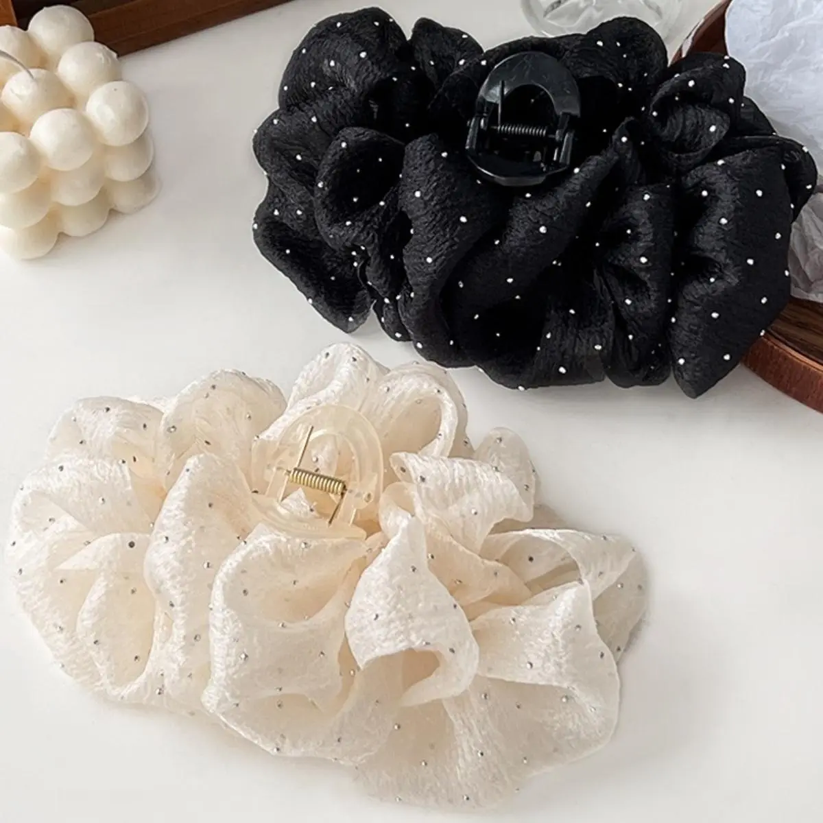 Kẹp Tóc Lưới Bong Bóng, Hai Mặt, Có Móc Cài Nơ, Phong Cách Thời Trang, Hàng Mới Về, Phụ Kiện Cài Tóc Hoa Women Voan