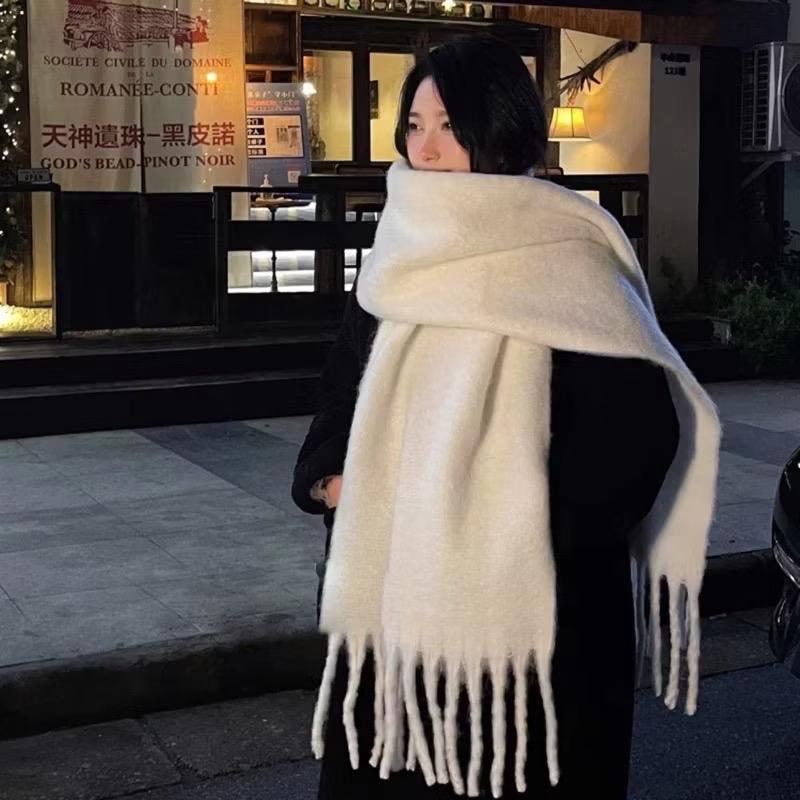 Khăn quàng cổ màu trơn mới dành cho nữ Dreamy Macaron Màu mùa đông dày vòng khăn choàng sợi ấm áp dành cho cặp đôi