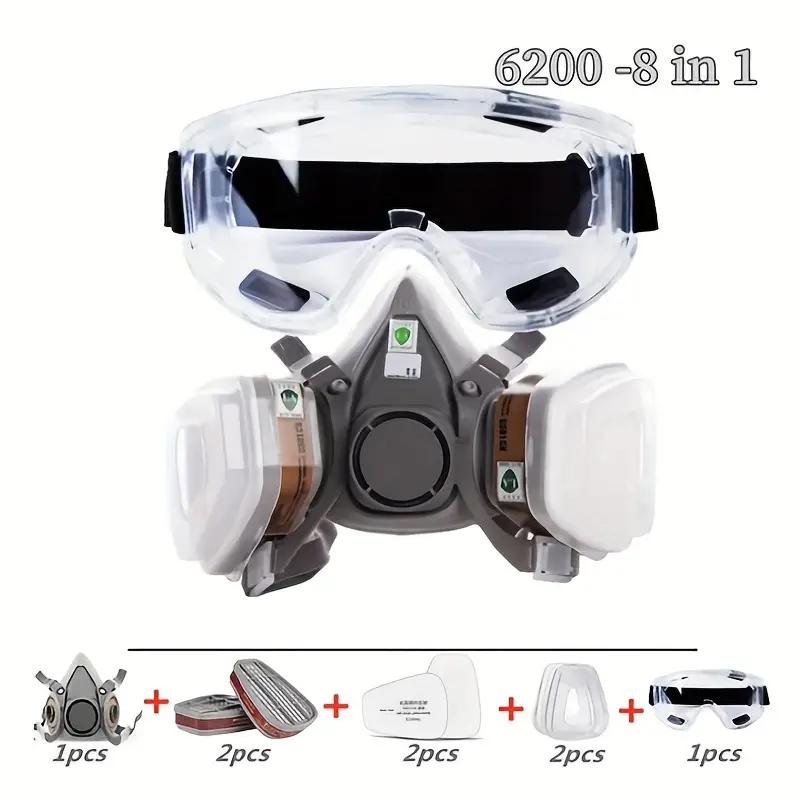 Reusable Silicone Anti-Toxic Mask With Safety Glasses, Half Face ...