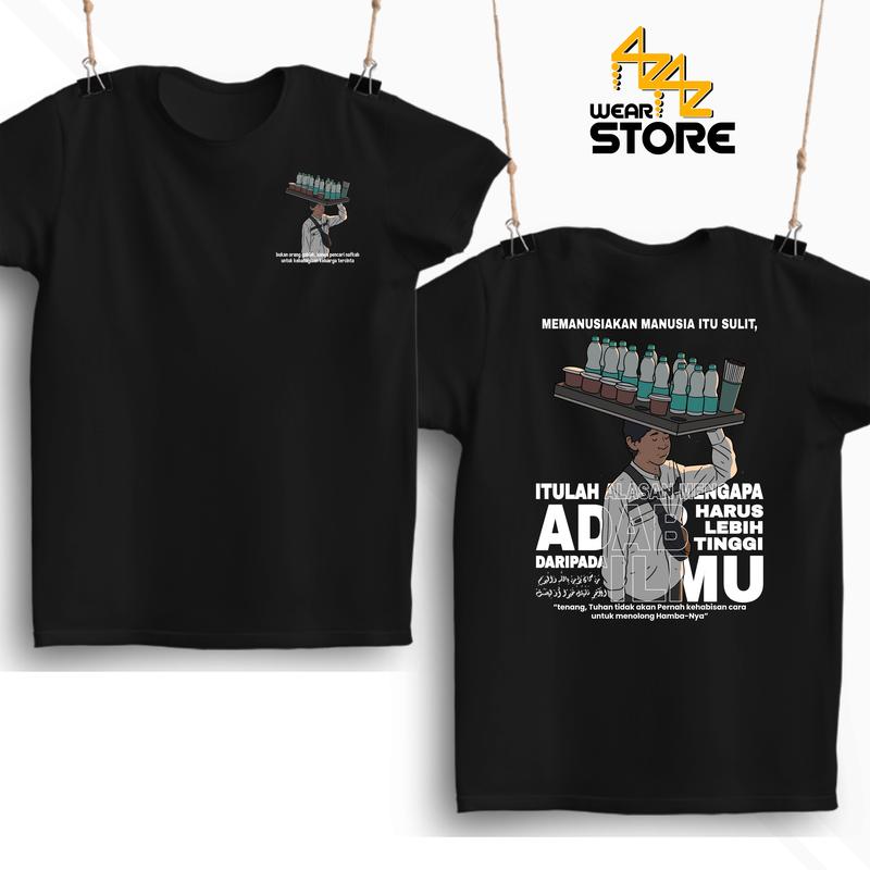 Product Introduction of Baju Kaos Distro Pria Wanita Viral Es Teh Memanusiakan Manusia Katun Hitam Putih Combed Unisex Keren 2