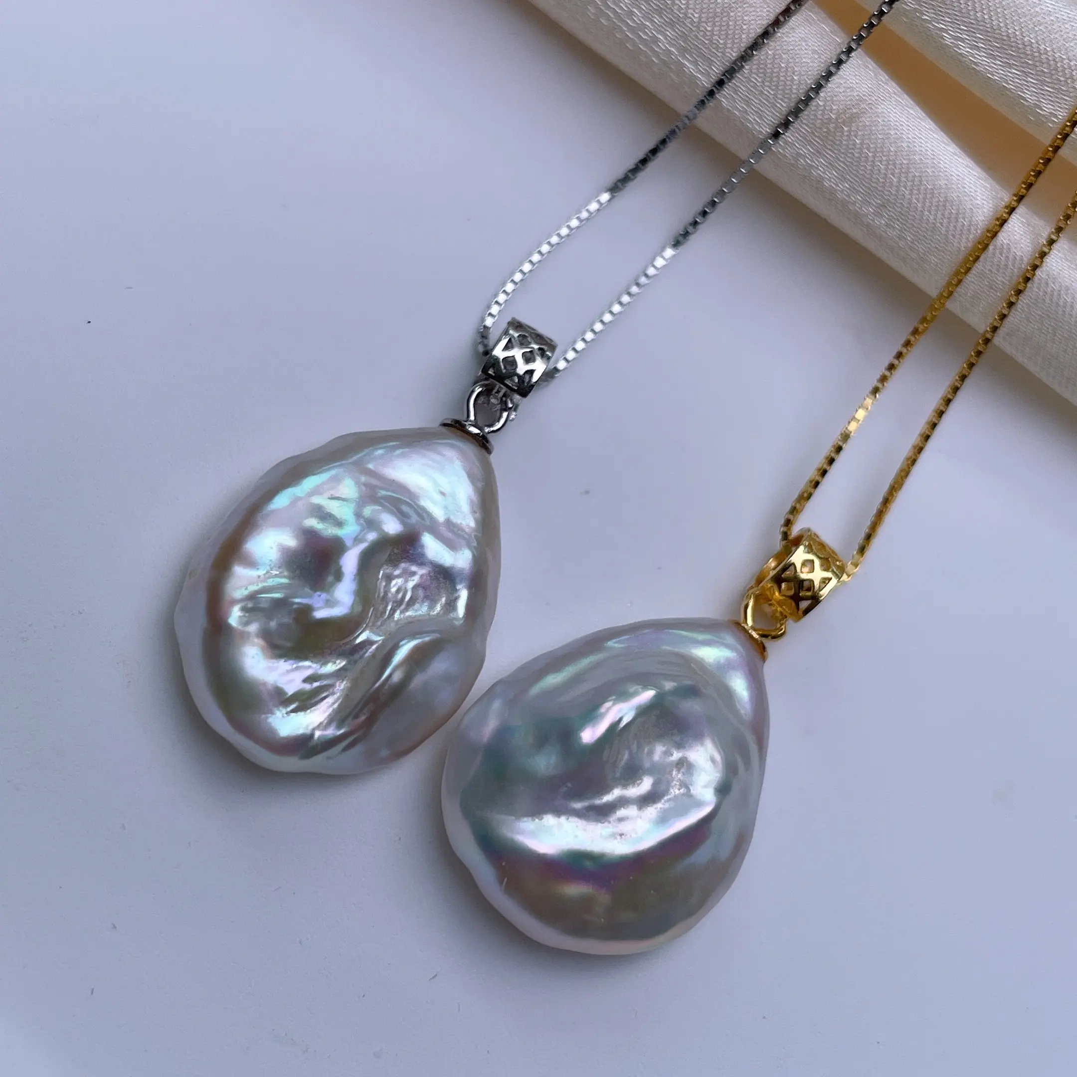 Natural freshwater pearls, water droplets, Baroque pearls, sterling silver pendants, single women's necklaces, temperament, and niche jewelry