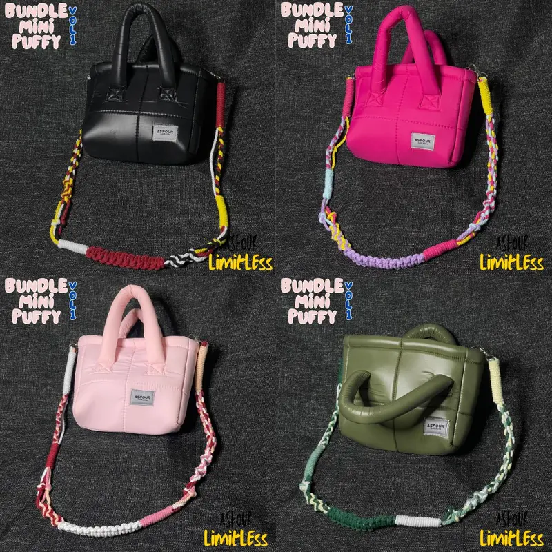 Asfour - Mini Puffy Bundle + Tali Macrame Hand Sling bag Hologram Wanita 5