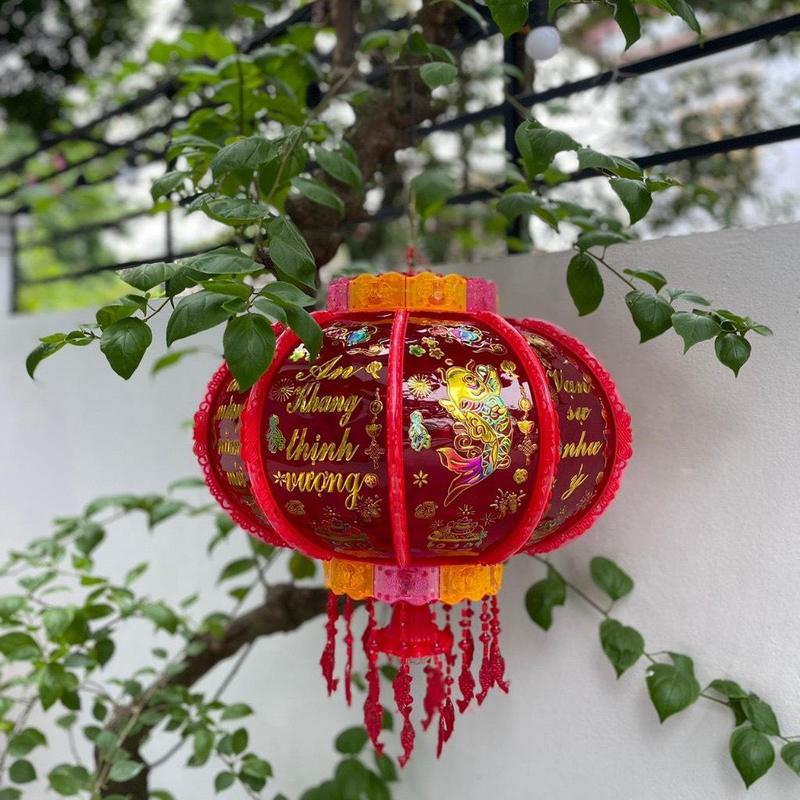   Tết 2026 Đèn Lồng Điện Đồng Xu May Mắn - 3D - Phản Quang Xoay 360 Độ Treo Trang Trí Tết 2025 Lồng Đèn Đỏ Quay Đèn Led Nhấp Nháy Chữ Tiếng Việt Cầu Điện 
