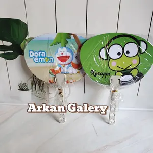 souvenir pernikahan ulang tahun khitanan kipas karakter kemas plastik 50 pcs