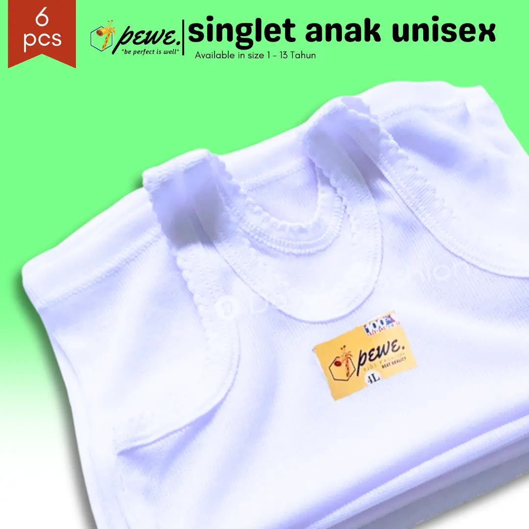 12 Pcs Kaos Dalam anak warna putih - Kaos Dalem Anak perempuan dan laki laki warna putih Tanpa Bolong Bolong  Fashion