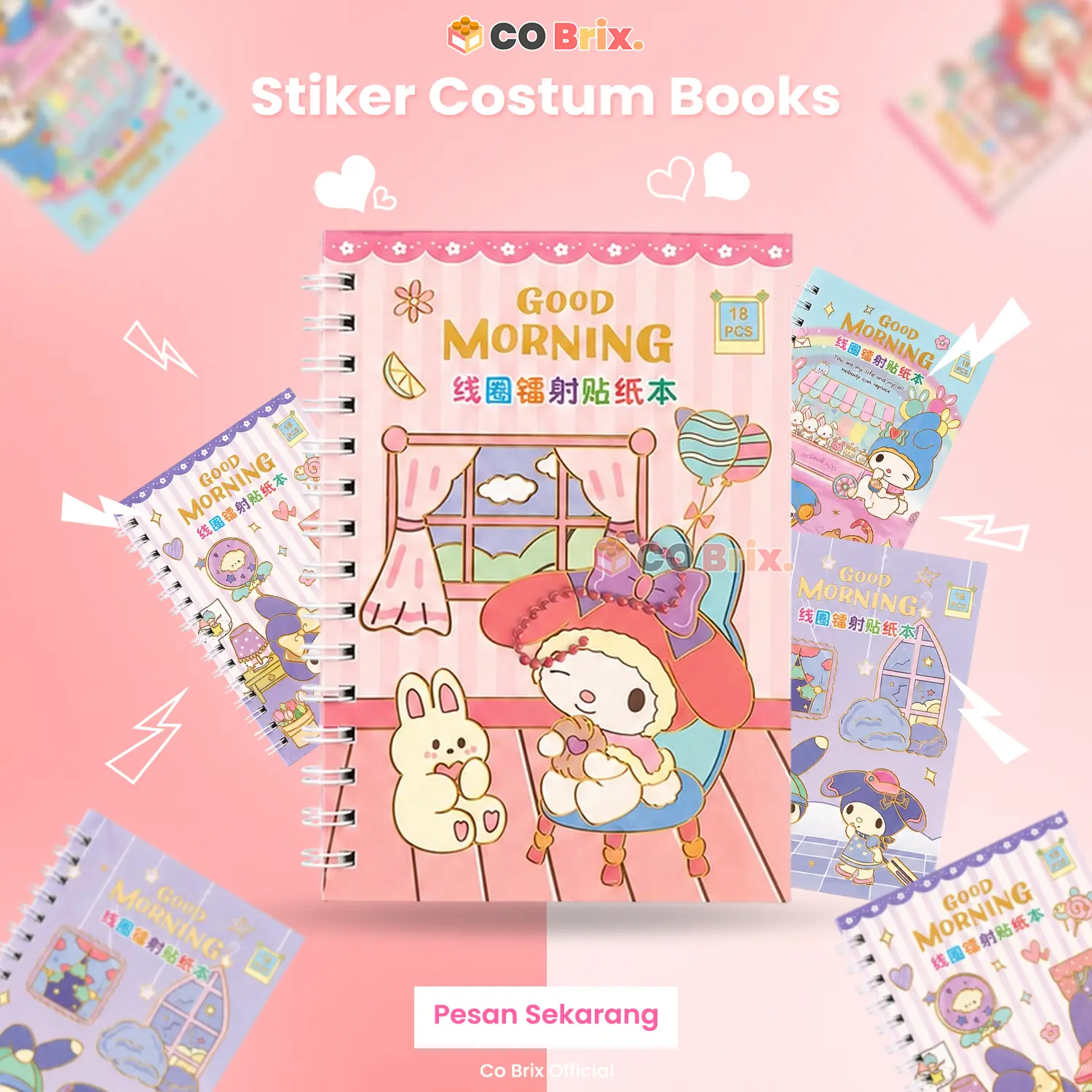 Buku Stiker Karakter Lucu 2 in 1 Notebook Anak Journal DIY Kreatif Hadiah Anak Perempuan Viral