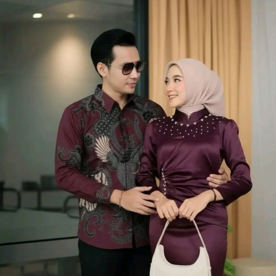 TERMURAH !!! Couple Vina Dress Aura Set Pasangan Kondangan Viral Batik Couple lengan panjang Pria Kekinian