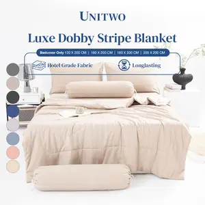 UNITWO LUXE [BED COVER ONLY] Bed Cover Hotel Motif Salur Selimut Tidur Lembut Motif Stripe Aesthetic 200X200 180X200 160X200 120X200