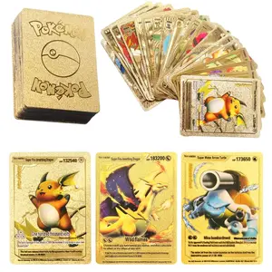 Kartu Pokemon 55pcs / Pikachu card bahan metal Emas Silver