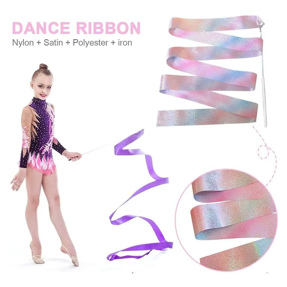 Dance Ribbons Streamers,30*5cm Unisex Kids' Gymnastics Ribbon Wands,Perfect Rhythm Sticks For Talent Shows, Artistic Dancing, Baton Twirling