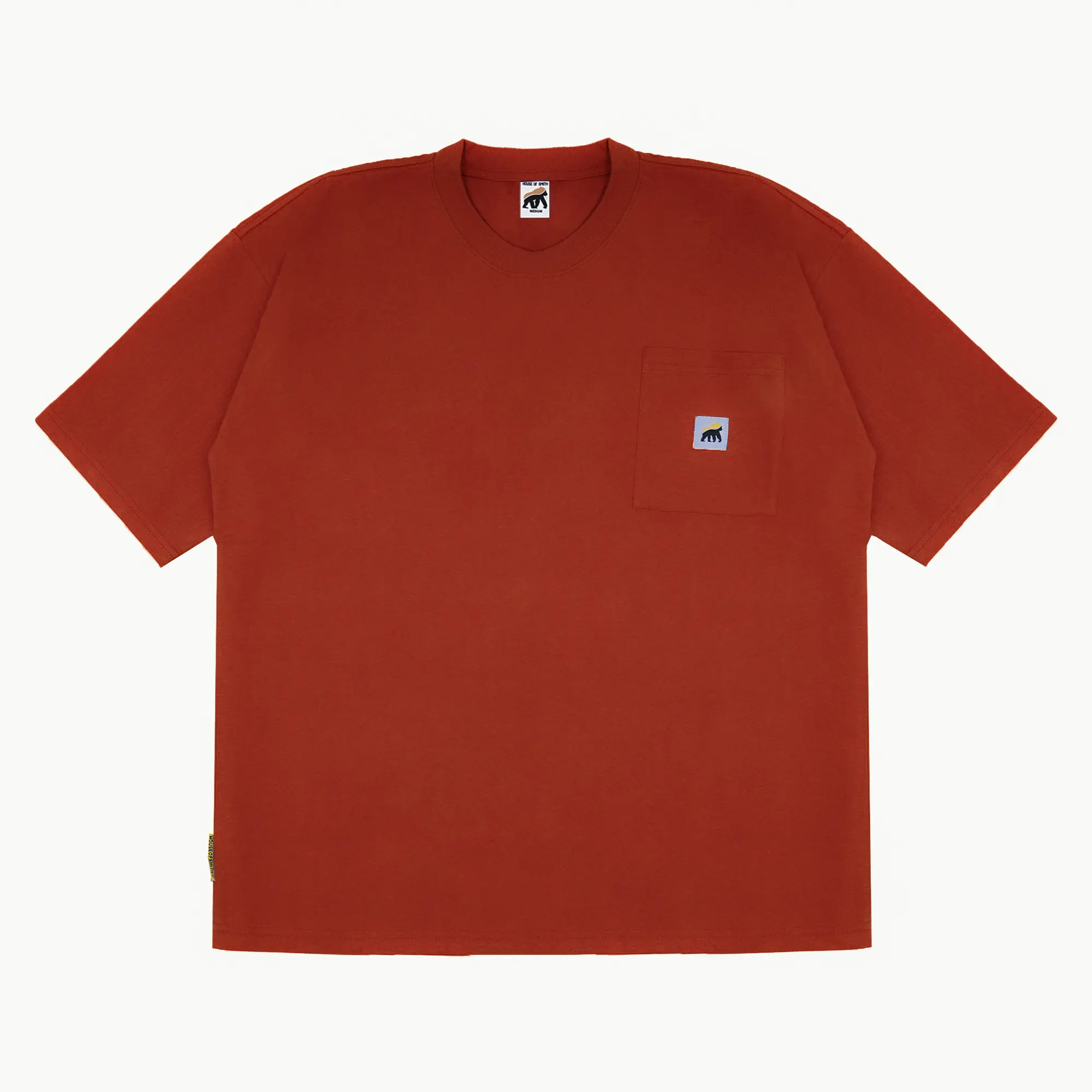House of Smith T Shirt Pocket Teracota Boxy Heavyweights TShirt 16S - Kaos Boxy Pria