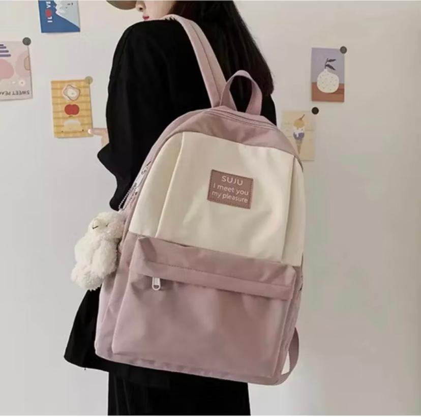 NGETOP - Tas Ransel Sekolah Wanita Korean Polos Terbaru Bahan Kanvas Nylon Warna Hitam Biru Pink Army NGETOP - Tas Ransel Sekolah Wanita Korean Polos Terbaru Bahan Kanvas Nylon Warna Hitam Biru Pink Army
