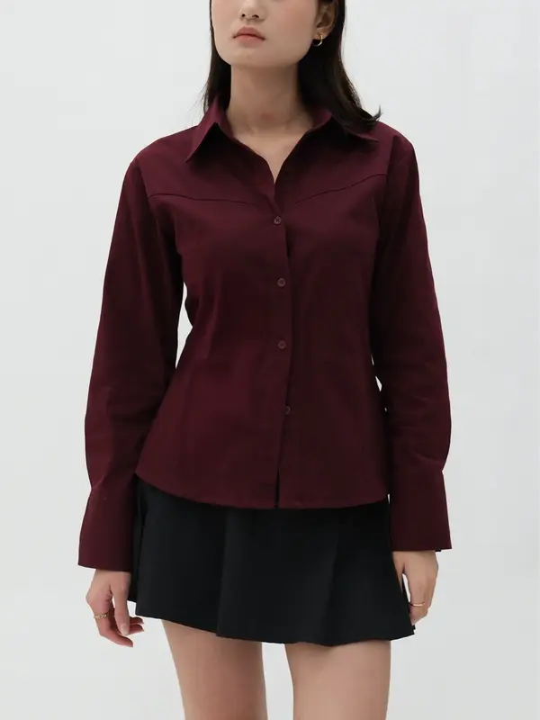 Kemeja Fitted Wanita | Katherine Shirt | HULM 1