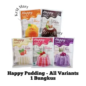 Happy Pudding 1 bungkus 60 gr All Varian rasa coklat cokelat chocolate mango mangga strawberry stroberi taro vanilla vanila vannila vannilla puding