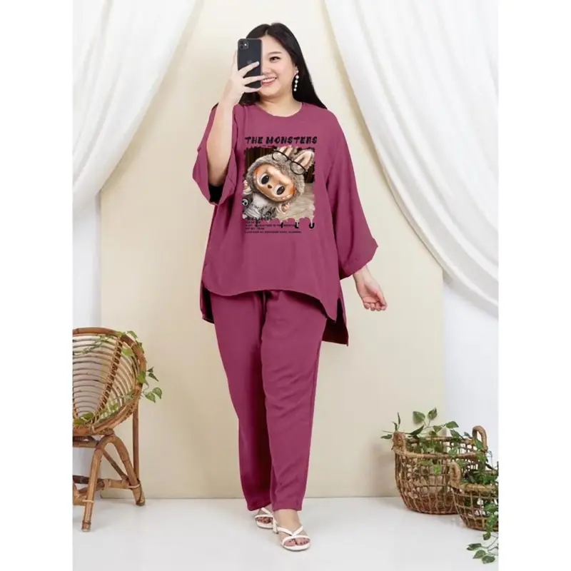 setelan wanita crinkle labu jumbo/set wanita jumbo 4