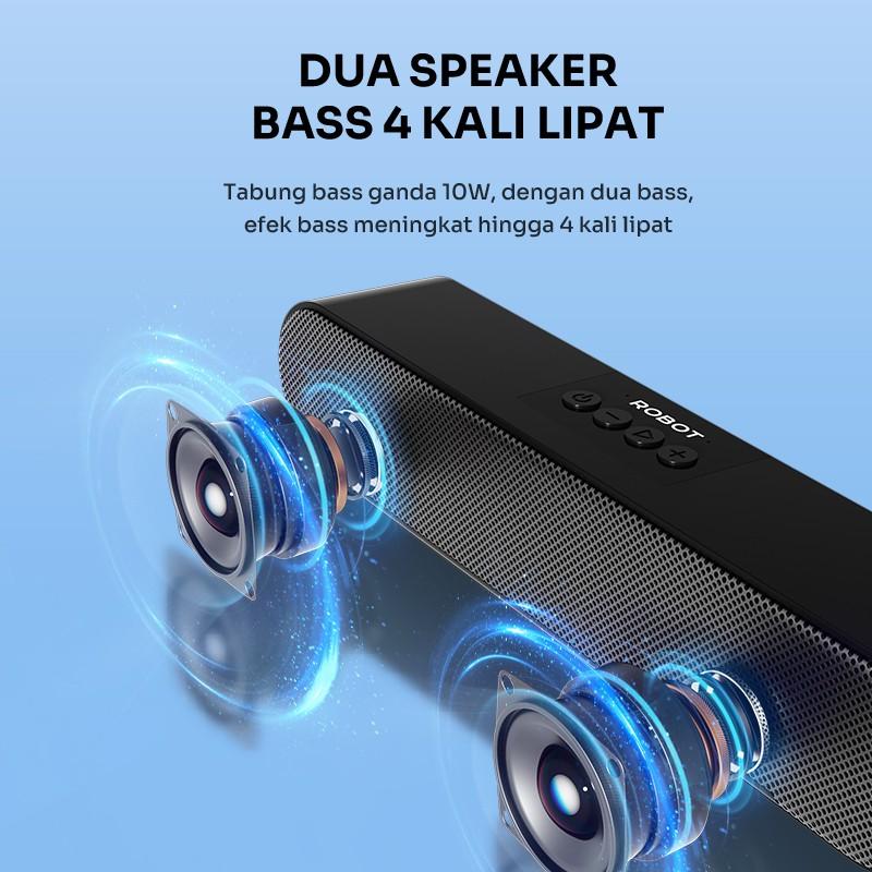 Product Introduction of ROBOT Soundbar Speaker Bluetooth RB-290 Series Dual Extra Bass 10W , WIth RGB Color , Wireless Black Color Original Garansi Resmi 1 Tahun 11