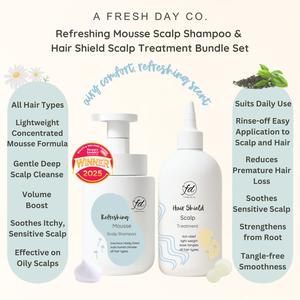 A Fresh Day Co. Refreshing Mousse Scalp Shampoo & Hair Shield Scalp Treatment Set
